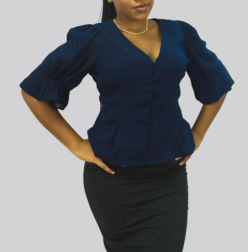 Button Down Top Navy Blue : $49.99