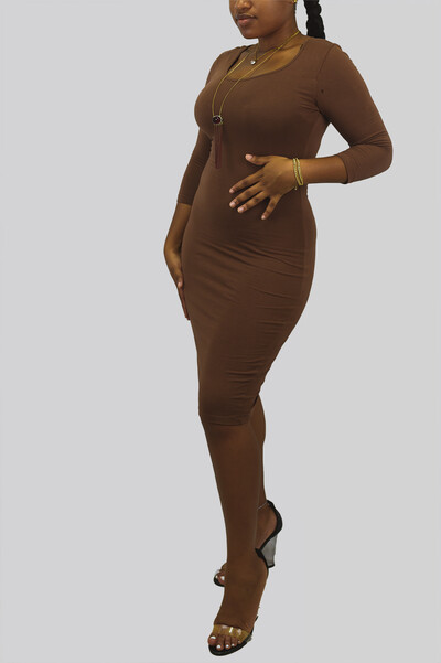 Brown Bodycon Midi Dress: $39.99
