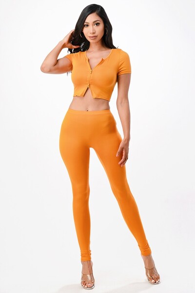 Crop Top With Mid - Rise Leggings: $60.00