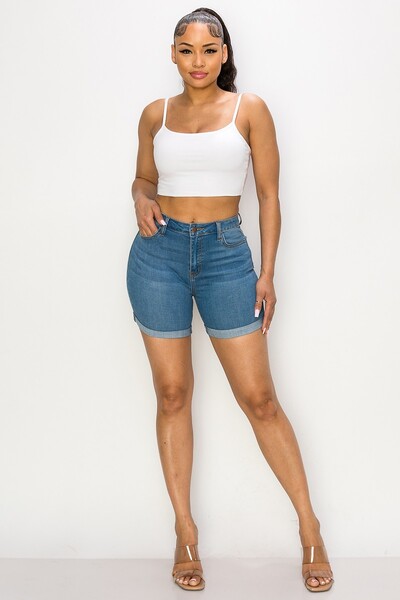 Rolled Cuff Midi Shorts: $0.00