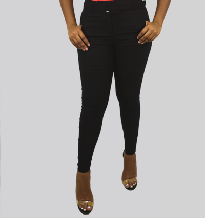 High Waist Belted Skinny Black Pants: $89.99