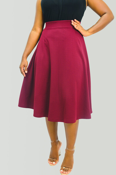 Flare Midi Skirt Burgundy: $64.99