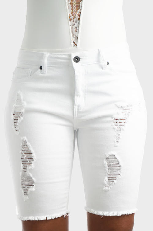 LORNA RIPPED BERMUDA: $44.99