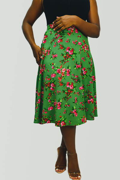 Floral Mint Midi Flare Skirt: $62.99