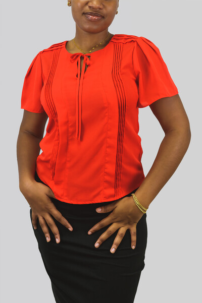 Pleated Detail Top Red: $49.99