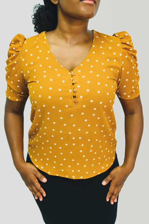 Polka Dot Mustard Top: $62.99