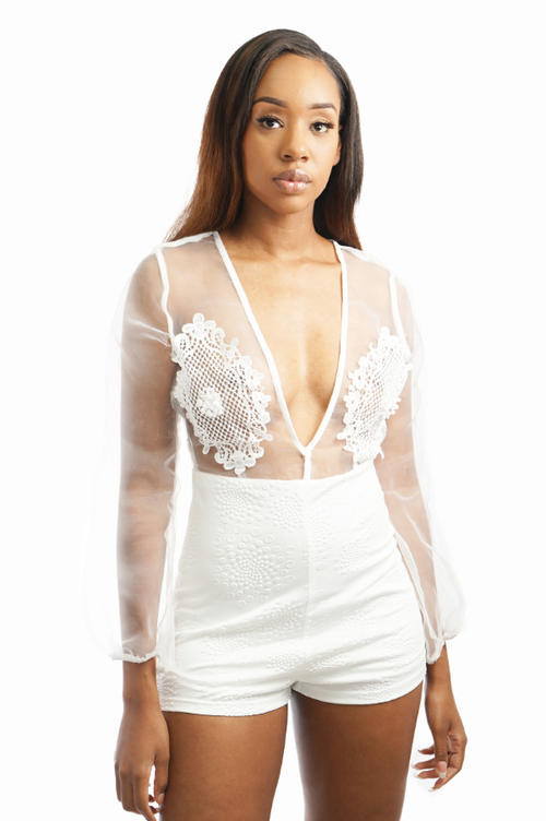 PARTY GIRL LACE ROMPER: $99.99