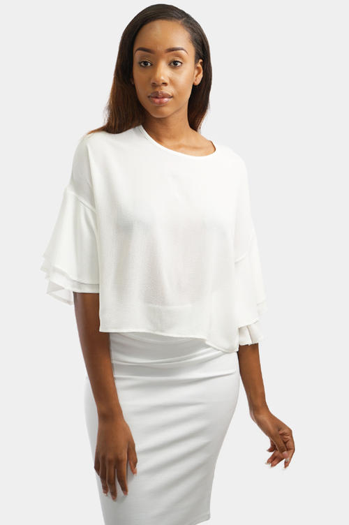 LISA RUFFLE SLEEVE TOP: $64.99