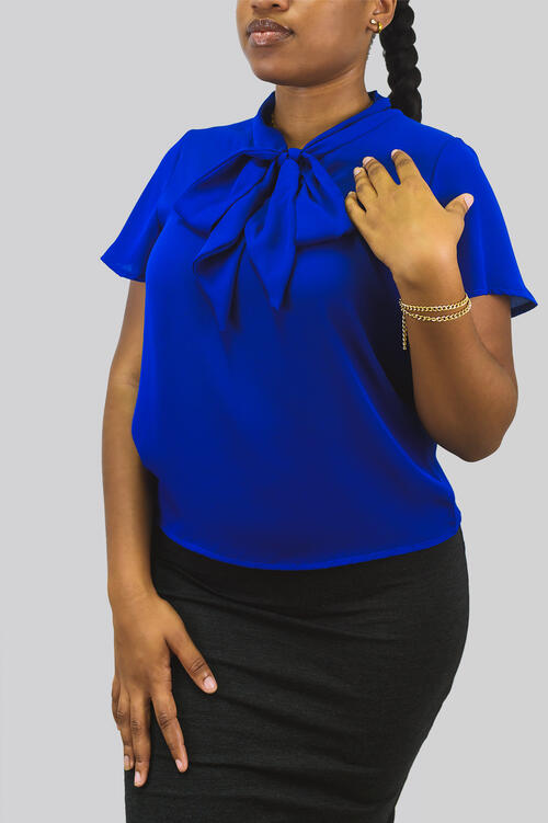 Tie Neck Royal Blue Top: $59.99